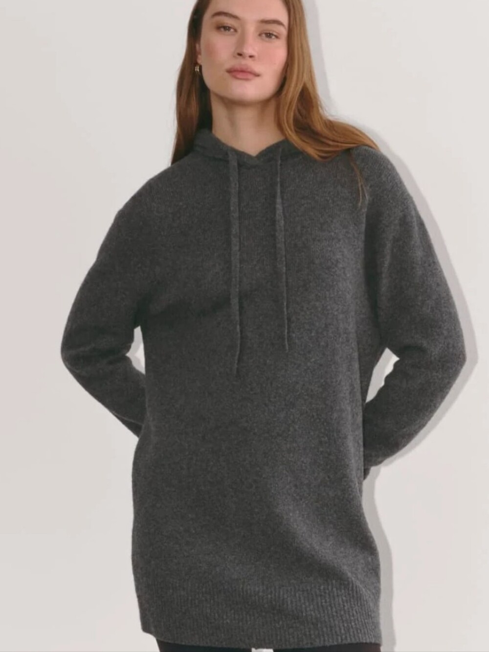 Madewell Hoodie Sweater Dress – Hooded Heather Charcoal / Dark Gray, Size L EUC
